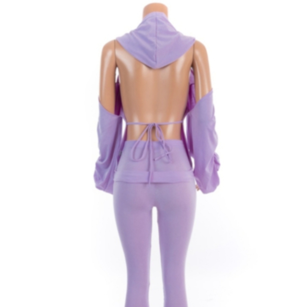 Women's Lavender Zip-Up Jogger Set - Plush Track Pants NWOT - Picture 3 of 4